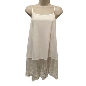 Umgee White Lace Trim Layering Tank Top Size Small Ivory